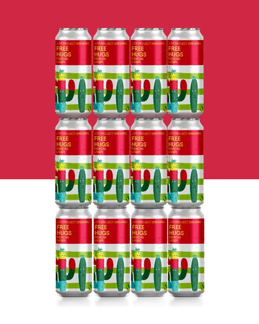 Kit com 12 latas Free hugs Mexican Lager Free Hugs Joy Project Brewing Collaboration with Agrária Malte Lager - Mexican 4.5% ABV 19 IBU Joy Free Hugs é uma mexican lager autentica, feita com grits de milho, malte pilsen nacional e o clássico lúpulo alemão Hallertau Mittelfrüh, seu perfil de malte apresenta uma leveza absurda e um drinkability incrível. O brilho continua por seu perfeito equilíbrio e drinkabilility invejável, notas de cereais se destacam juntamente com o perfil picante, floral e leve cítrico, cerveja perfeita para o nosso clima tropical, prepare o seu limão e bora curtir junto com os amigos, porque essa cerveja meus amigos, é para beber o dia todo.