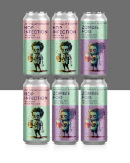 6-pack com 3 latas da Zombie Fog New England IPA e 3 latas da Hop Infection American IPA, feitas em parceria com o Zombie Walk 2023. Hop Infection IPA - American 6.5% ABV 62 IBU Notas suaves de mel, nozes e casca de pão fresca, com cor dourada brilhante e corpo médio-seco. Ao beber, você experimentará casca de limão e leve dank, devido ao uso de Lorien no whirpool. O dry hop com Amarillo e Idaho7 adiciona aromas e sabores de frutas tropicais e cítricas. Zombie Fog IPA - New England / Hazy 6.1% ABV 40 IBU Zombie Fog é uma cerveja de corpo cheio e sedoso, com base de maltes de aveia, trigo e aveia maltada. No whirpool, o lúpulo Lorien adiciona um toque cítrico de casca de limão e sabor de melão, enquanto o dry hop com Amarillo e El Dorado de Idaho adiciona notas de frutas tropicais e cítricas, florais e frutas de caroço. 6-pack com 3 latas da Zombie Fog New England IPA e 3 latas da Hop Infection American IPA, feitas em parceria com o Zombie Walk 2023. Hop Infection IPA - American 6.5% ABV 62 IBU Notas suaves de mel, nozes e casca de pão fresca, com cor dourada brilhante e corpo médio-seco. Ao beber, você experimentará casca de limão e leve dank, devido ao uso de Lorien no whirpool. O dry hop com Amarillo e Idaho7 adiciona aromas e sabores de frutas tropicais e cítricas. Zombie Fog IPA - New England / Hazy 6.1% ABV 40 IBU Zombie Fog é uma cerveja de corpo cheio e sedoso, com base de maltes de aveia, trigo e aveia maltada. No whirpool, o lúpulo Lorien adiciona um toque cítrico de casca de limão e sabor de melão, enquanto o dry hop com Amarillo e El Dorado de Idaho adiciona notas de frutas tropicais e cítricas, florais e frutas de caroço
