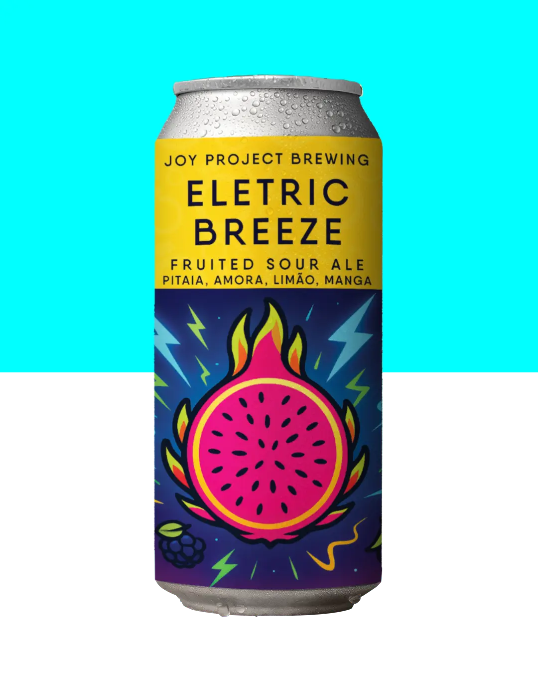 ELECTRIC BREEZE - FRUITED SOUR - 🔍 ESPECIFICAÇÃO DA CERVEJA:   - 🍺 ESTILO: Fruited Sour   - 🧪 TEOR ALCOÓLICO: 5,5% ABV   - 🍃 AMARGOR: 3 IBU   - 🫐 FRUTAS: Pitaya, Amora, Manga, Limão   - 🌾 PERFIL: Frutado, Ácido, Refrescante, Tropical, Equilibrado   ⚡ Electric Breeze é uma Sour com pitaya, amora, manga e limão, trazendo uma explosão de sabores tropicais. Os berries não só deixam a cerveja com uma cor vibrante, como também intensificam o perfil frutado, enquanto a manga adiciona corpo e suaviza a acidez. O limão finaliza com uma refrescância intensa, criando uma experiência energizante e equilibrada a cada gole. Uma brisa elétrica de sabor que vai te chocar e te deixar renovado.