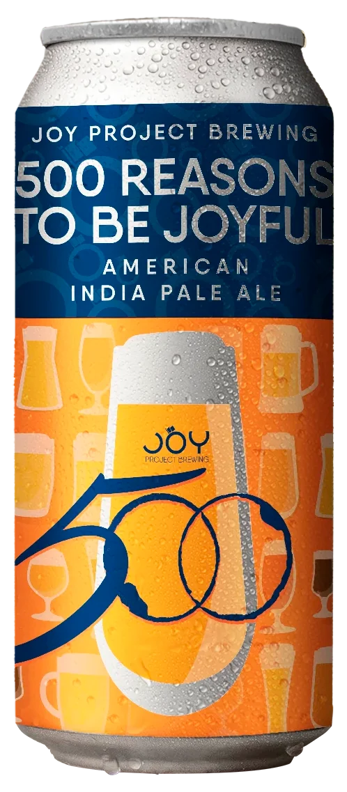 500 REASONS TO BE JOYFUL AMERICAN IPA em lata da Joy Project Brewing