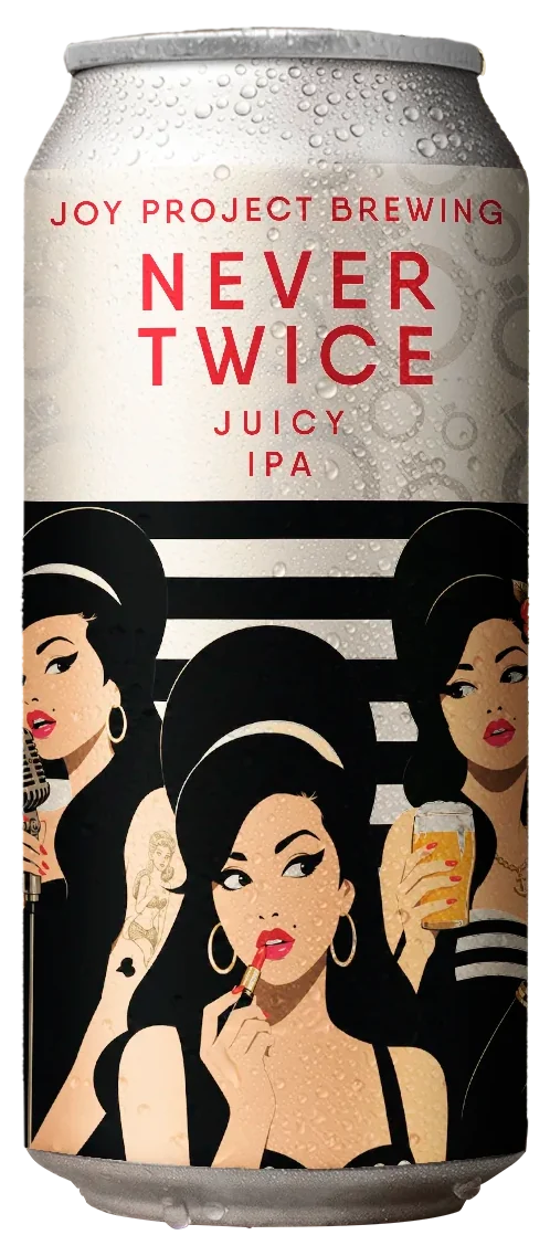 NEVER TWICE JUICY IPA em lata da Joy Project Brewing