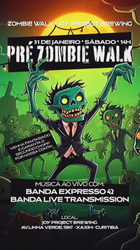 ‍♂️ O apocalipse começa antes… e o Pré Zombie Walk acontece na Joy • Vídeo Reels Joy Project Brewing Curitiba