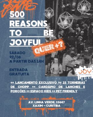 SÁBADO TEM FESTA NA JOY - Imagem 1 • Joy Project Brewing Curitiba