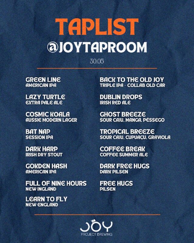 Se liga na taplist da semana no @joytaproom • Joy Project Brewing Curitiba